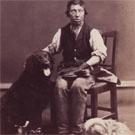 Blind bootblack and his dogs